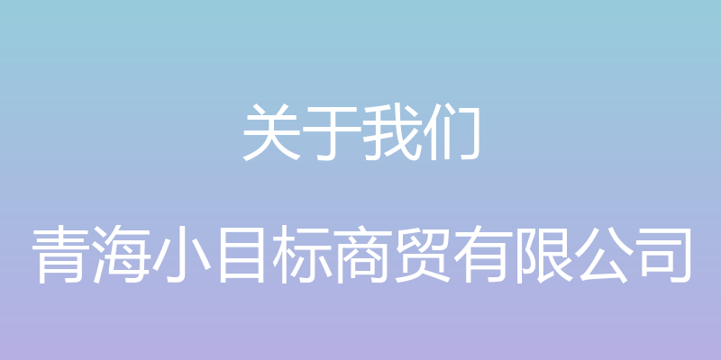 关于我们 - 青海小目标商贸有限公司