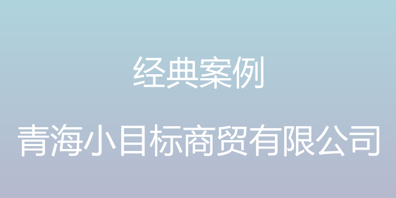 经典案例 - 青海小目标商贸有限公司