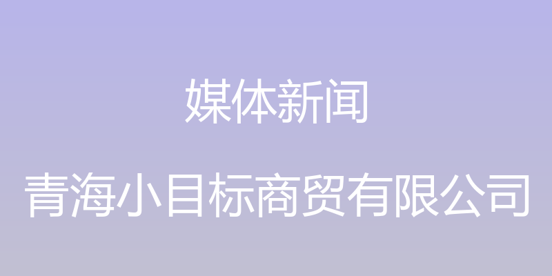 媒体新闻 - 青海小目标商贸有限公司