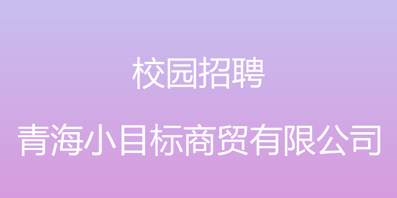 校园招聘 - 青海小目标商贸有限公司