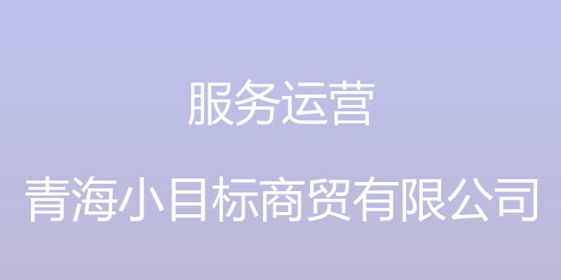 服务运营 - 青海小目标商贸有限公司